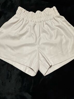 Generation Love Cream High-Waist Faux Leather Shorts